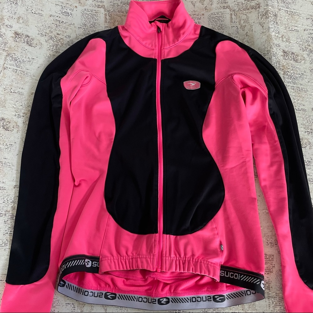 Sugoi sport cyclist jacket pink with black back pockets size M great condition